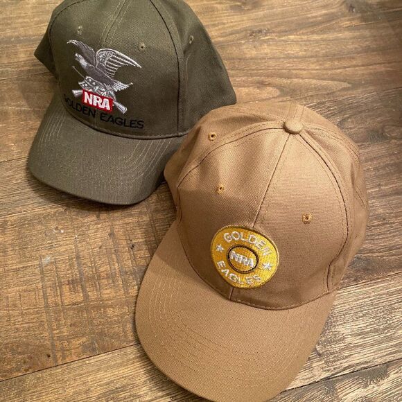 Lot Two NRA Golden Eagles 2A Stitched Logo Baseball Cap Hat One Size OS - Picture 1 of 4